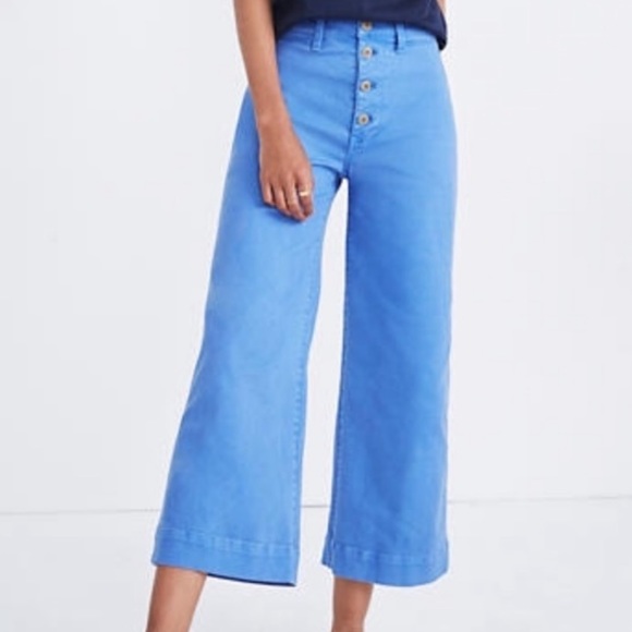 Madewell Denim - Madewell Wide Leg Crop Button Front Blue K1660